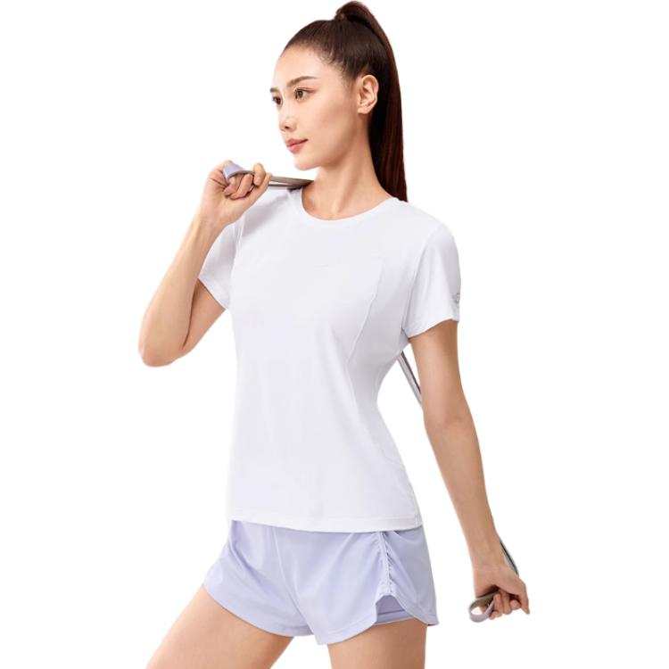 361° Running T Shirts Women's White Crew Neck Moderate Straight Fit