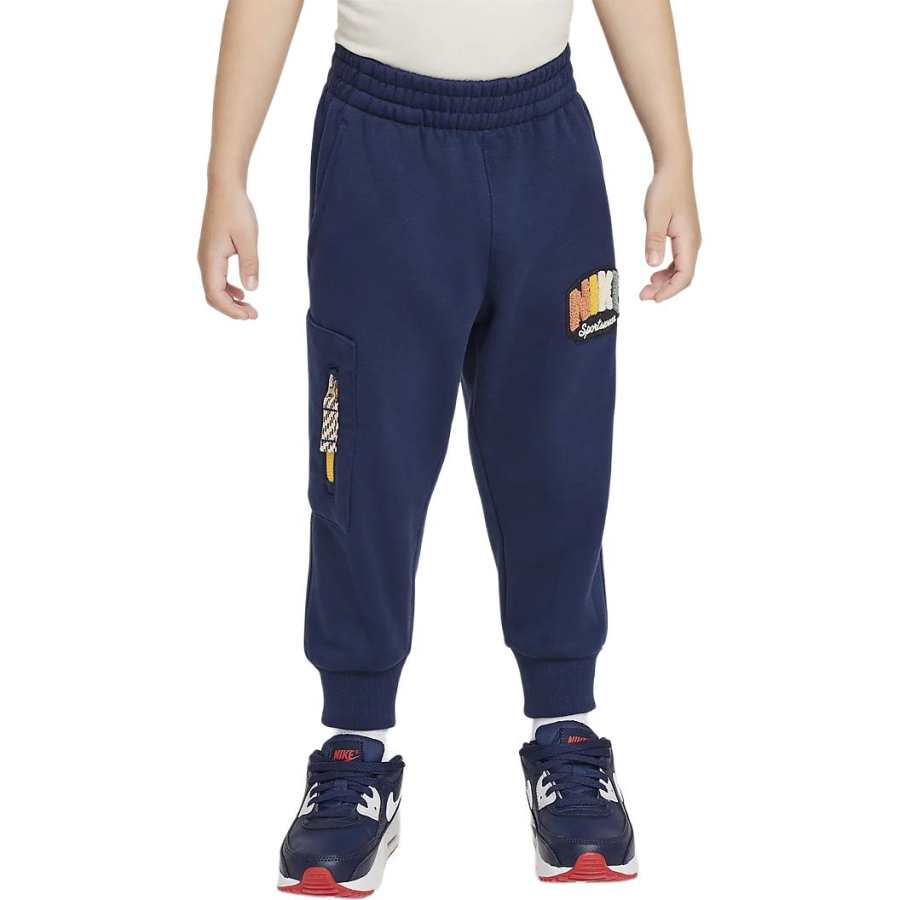 Nike Nike Knitted Sweatpants Sportswear Powder Play Fleece Lined Letter Fashion Versatile Dark Navy Blue Infant And Toddler
