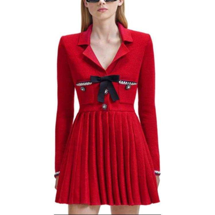 Self-portrait Self portrait Long Sleeved Dress Women's France Red