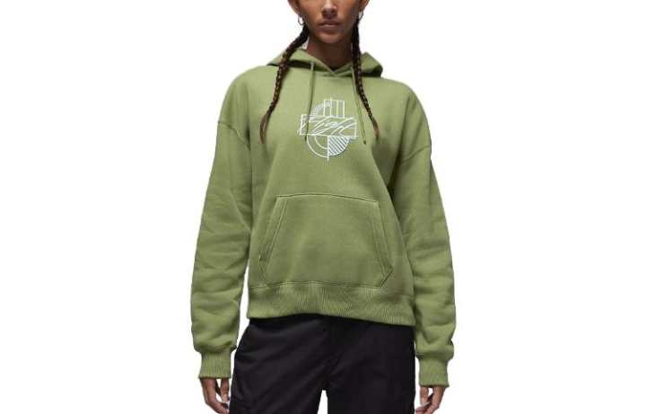Jordan Jordan Brooklyn Sweatshirts Women's Oil Green Crew Neck Moderate Regular
