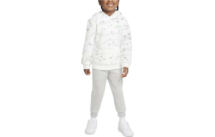 Nike Nike Kids Matching Sets Track Pack Fleece Logo Print Hooded Fleece Lined Top With Elastic Cuff Pants Infant And Toddler