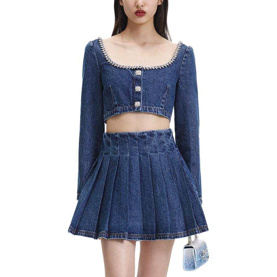 Self-portrait Self portrait Shirt Women's Denim Blue