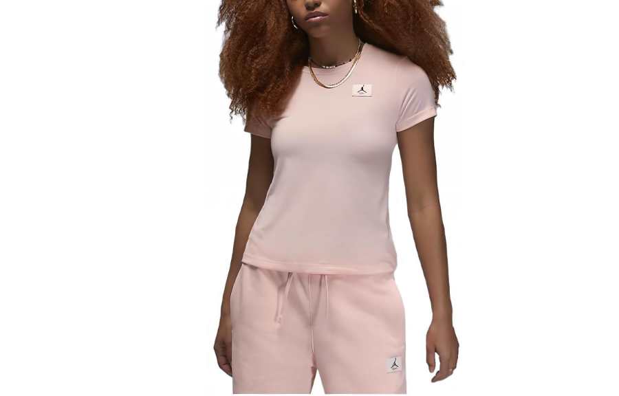 Jordan Jordan T Shirts Women's Pink Crew Neck Moderate Straight Fit