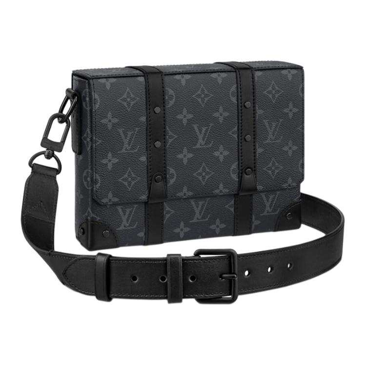 LOUIS VUITTON Trunk Coated Canvas With Leather Trim Messenger Bag, Shoulder Bag, Crossbody Bag Men's Black