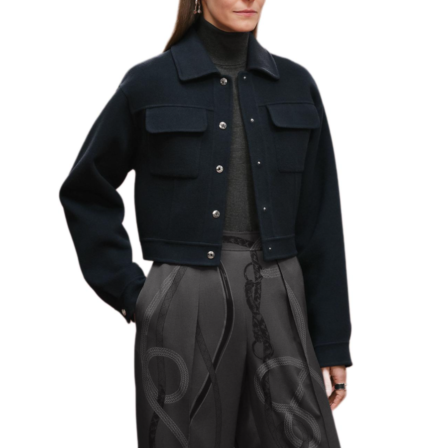 HERMES HERMES FW25 Jackets & Coats Women's Blue Black