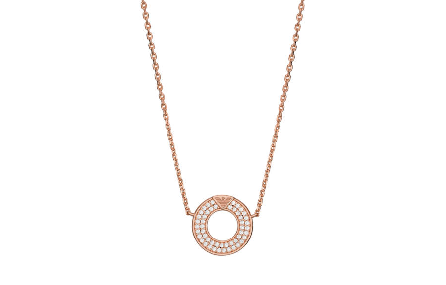 EMPORIO ARMANI Rose Gold Tone Sterling Silver Pendant Necklace