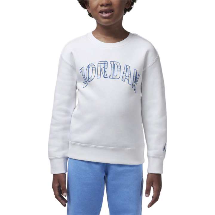 Jordan Jordan Sweatshirt BrooklynEssentials Brand Logo Letter Fleece Lined Crew Neck White Children Aged 3 7 Years Old