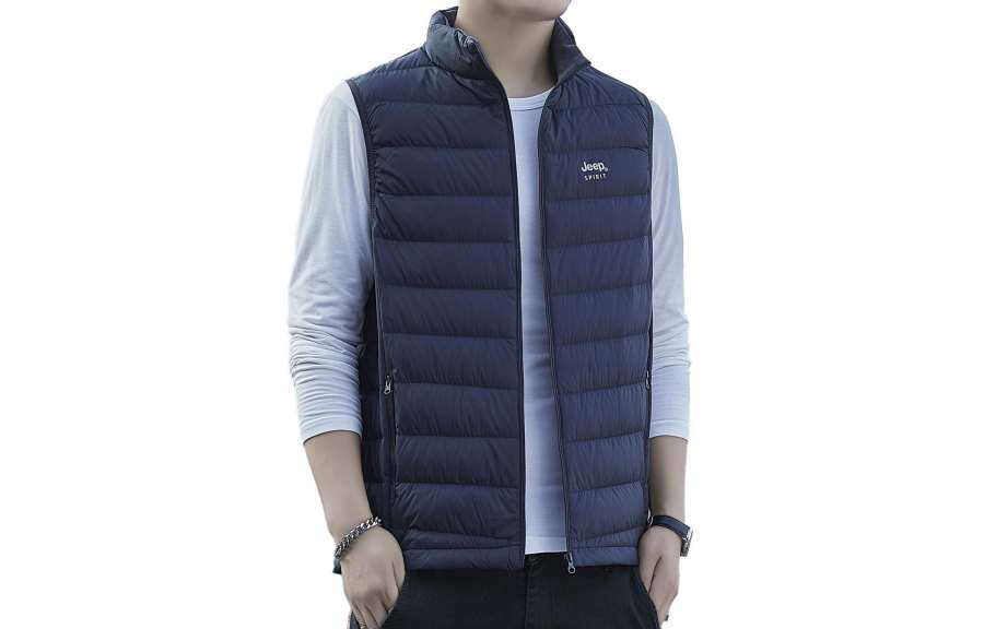 JEEP SPIRIT Down Vests Men's Stand Collar Moderate Other