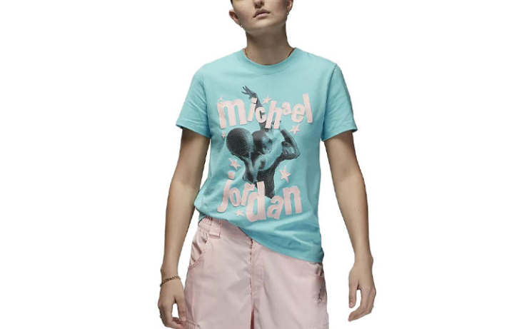 Jordan Jordan Air Drop Shoulder Sleeve T Shirt Women's Lake Blue