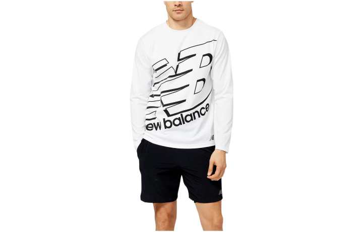New Balance New Balance T Shirts Men's White Crew Neck Moderate Straight Fit