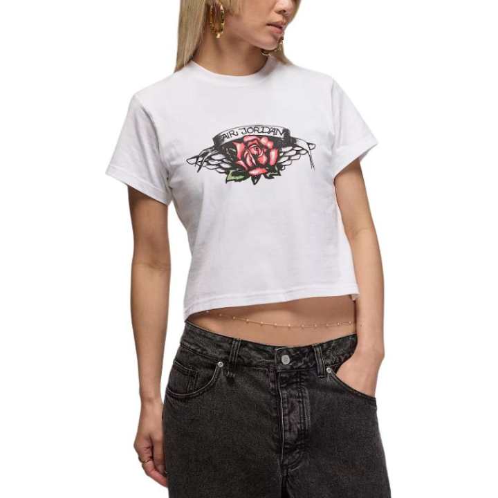 Jordan Jordan T Shirts Women's White/Black Crew Neck Moderate