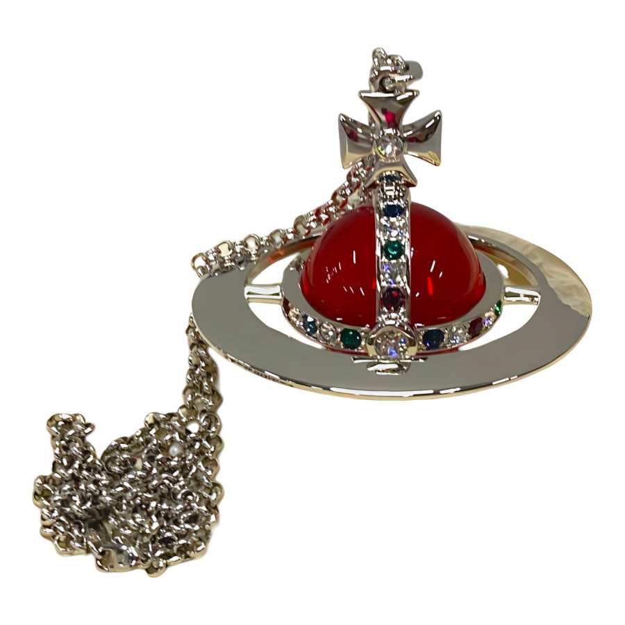Vivienne Westwood Brass Acrylic Necklaces Unisex Red