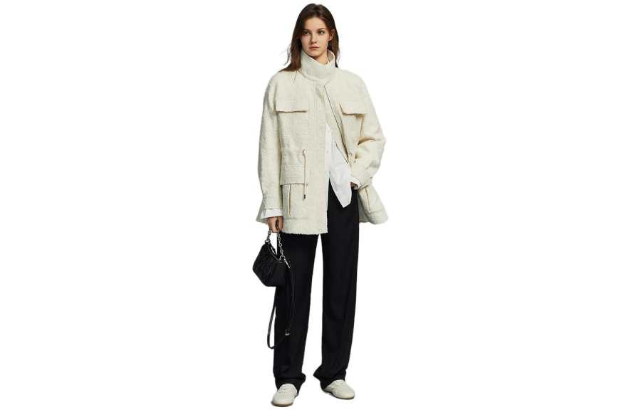 ELLE ELLE Jackets Women's White Stand Collar Moderate Other