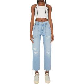 MOTHER Jeans Women's Blue Moderate Straight Fit Pants