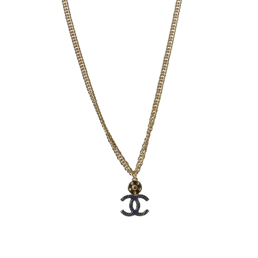 CHANEL Double C Metal Necklaces Women's Pink