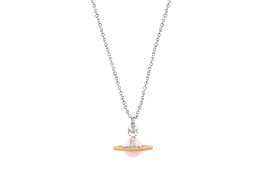 Vivienne Westwood Enamel Brass Swarovski Crystal Platinum Plated Necklaces Unisex Silver
