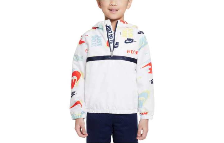 Nike Nike White Half Zip Print Blocked Anorak Jacket Kids'