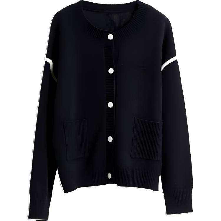 ELLE Sweaters Women's Crew Neck Thickened Cardigan