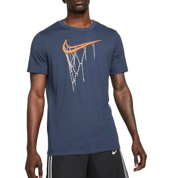 Nike Nike T Shirts Men's Obsidian Color Crew Neck Moderate