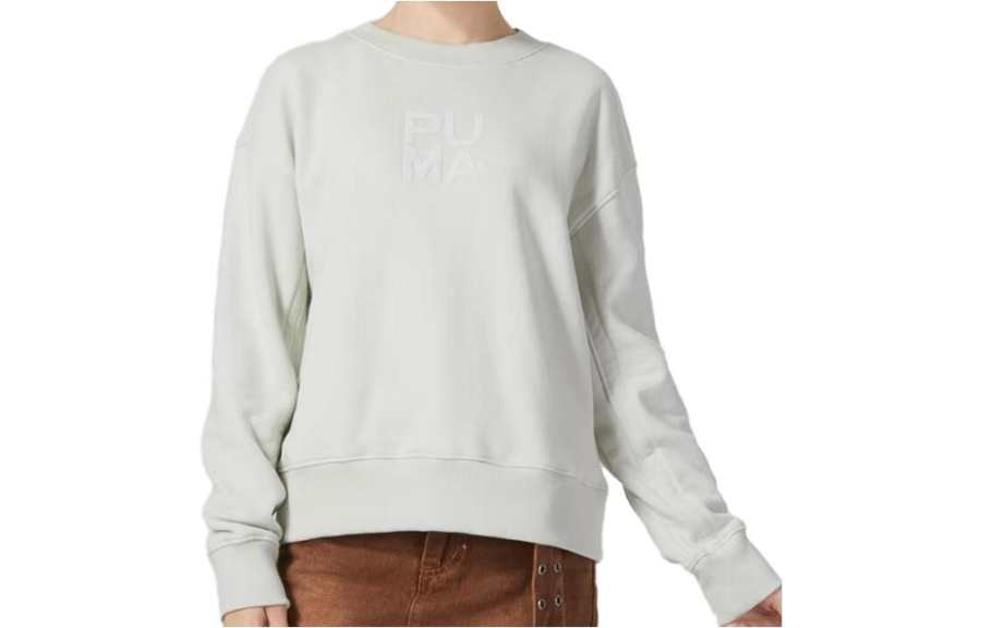 PUMA Sweatshirts Women's White Crew Neck Moderate Regular