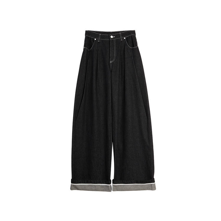ELLE Jeans Women's Denim Black Moderate Straight Fit Pants