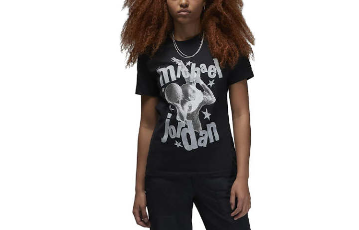 Jordan Jordan T Shirts Women's Black Crew Neck Moderate Straight Fit