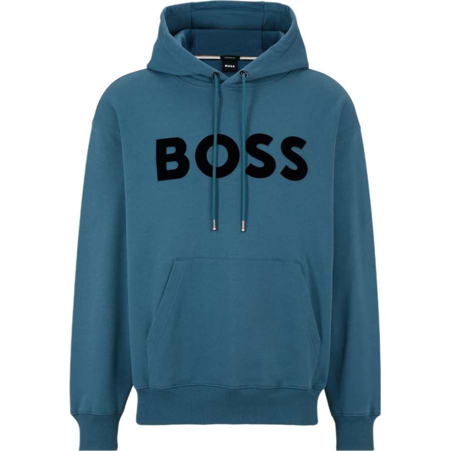 HUGO BOSS Sweatshirts Men's Turquoises Hooded Moderate Regular