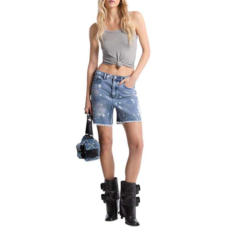 MICHAEL KORS Hand Splattered Bleach Denim Boyfriend Shorts