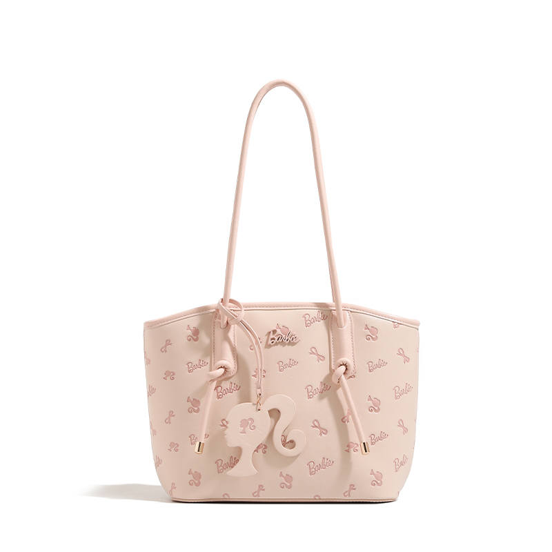 Barbie Synthetic Leather Shoulder Bag Women's Pink/White