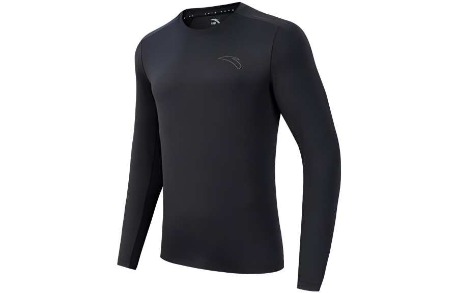 ANTA Running Collection T Shirts Men's Black Crew Neck Moderate Straight Fit