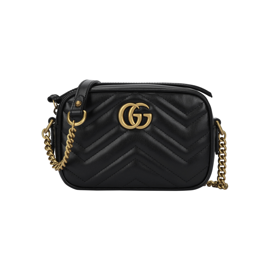 GUCCI GG Marmont Quilted Leather Crossbody Bags Mini Women's Black