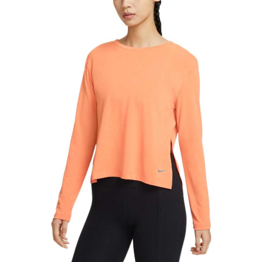 Nike Nike T Shirts Women's Psychedelic Orange Crew Neck Moderate Straight Fit
