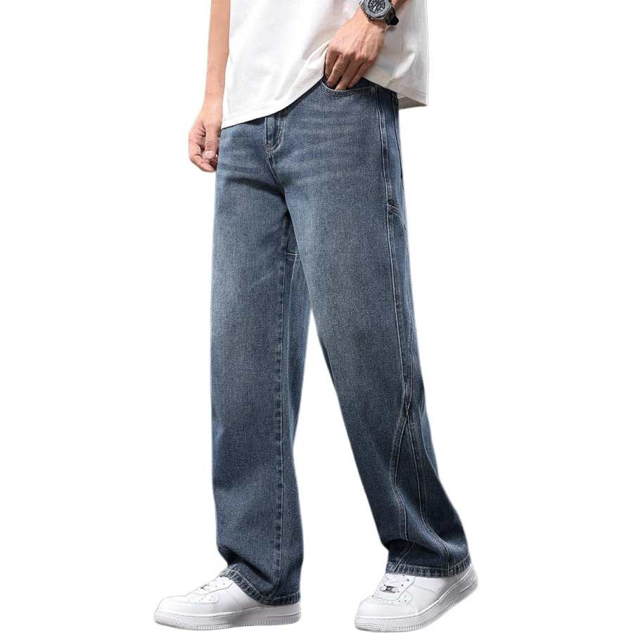 Tonlion Jeans Unisex Medium Blue Moderate Straight Fit Pants