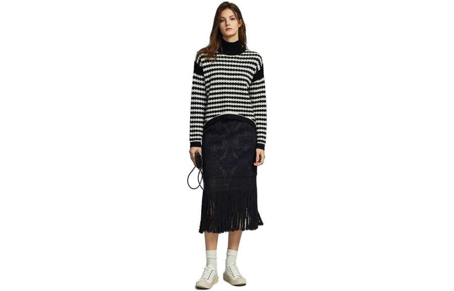 ELLE Knit Long Skirts Women's Black Moderate Other
