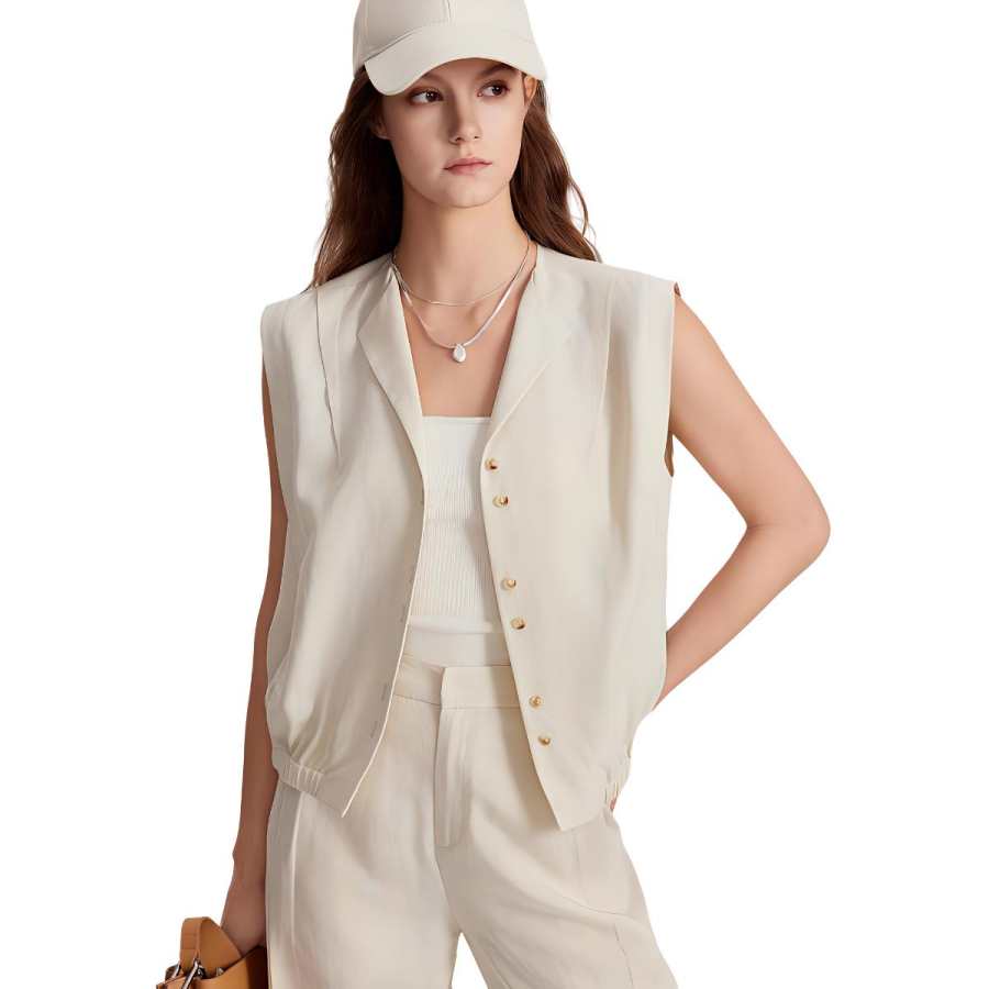 ELLE Shirts Women's Light Khaki Crew Neck Moderate Shirt