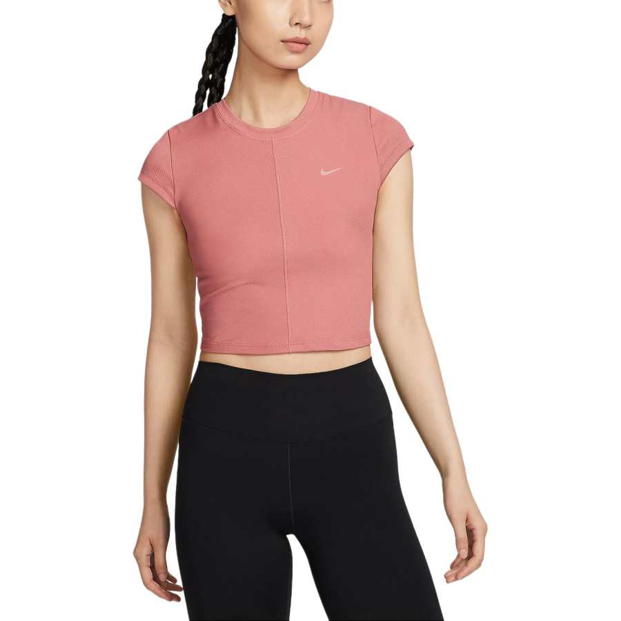 Nike Nike Dri-Fit One Women's Fitted Ribbed Short-Sleeve T-Shirt 'Stone Pink/White'