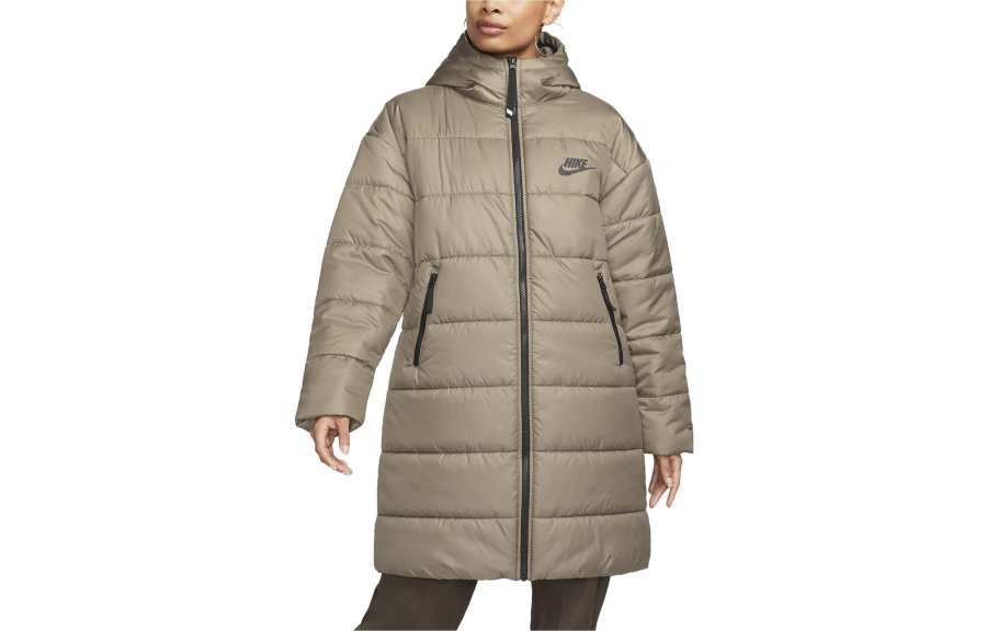 Nike Nike Puffer Jackets Women's Khaki Hooded Thickened Padded Puffer Jacket
