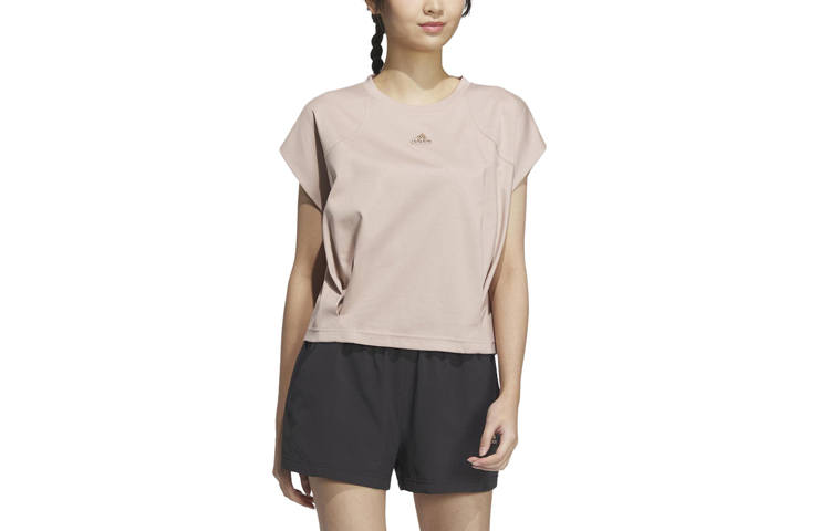 Adidas Adidas T Shirts Women's Khaki Crew Neck Moderate Straight Fit