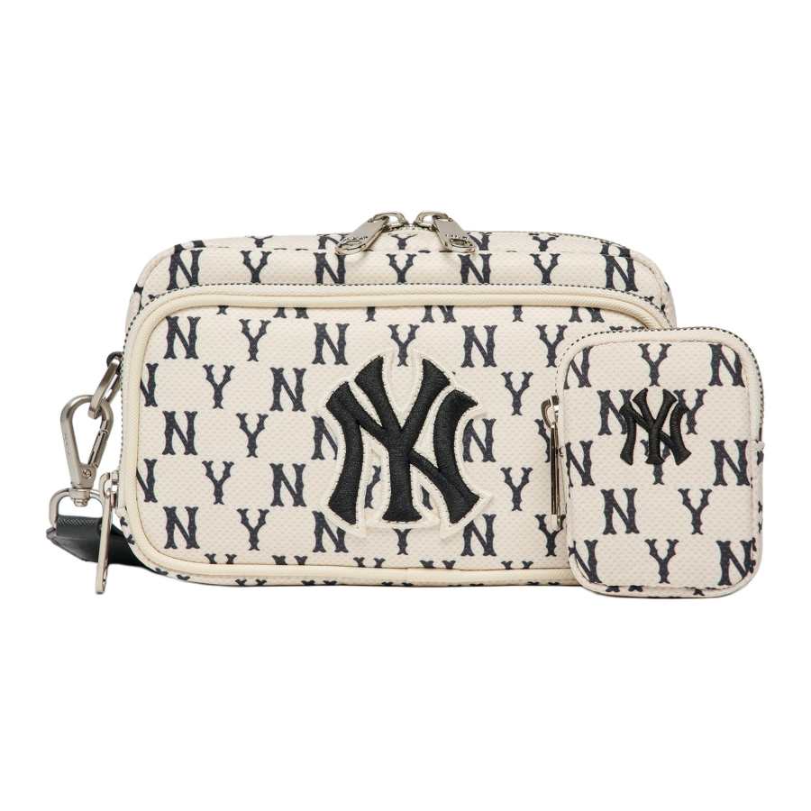 MLB MLB Monogram Collection Polyester Shoulder Bag, Crossbody Bag Mini Unisex Black White