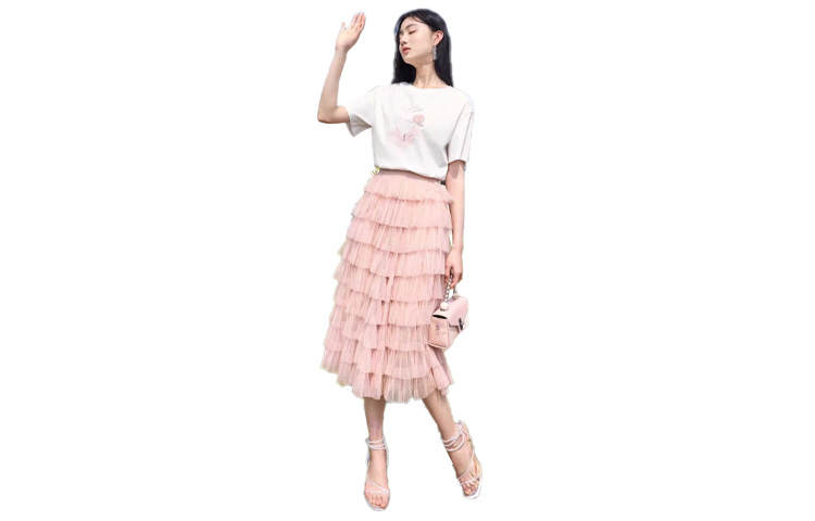 XIANGYING Casual Long Skirts Women's Moderate Long Tiered Skirt