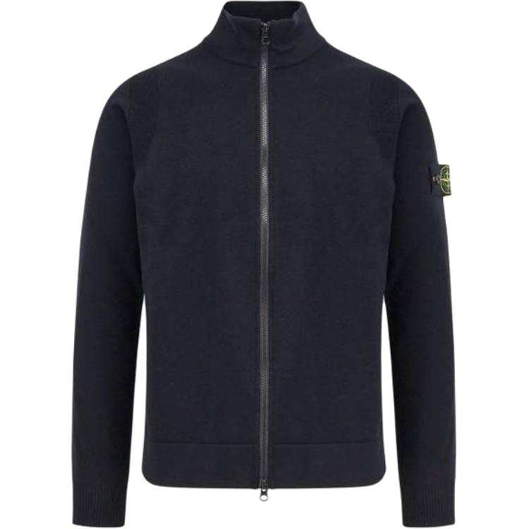 STONE ISLAND Logo Patch Zip Up Cardigan