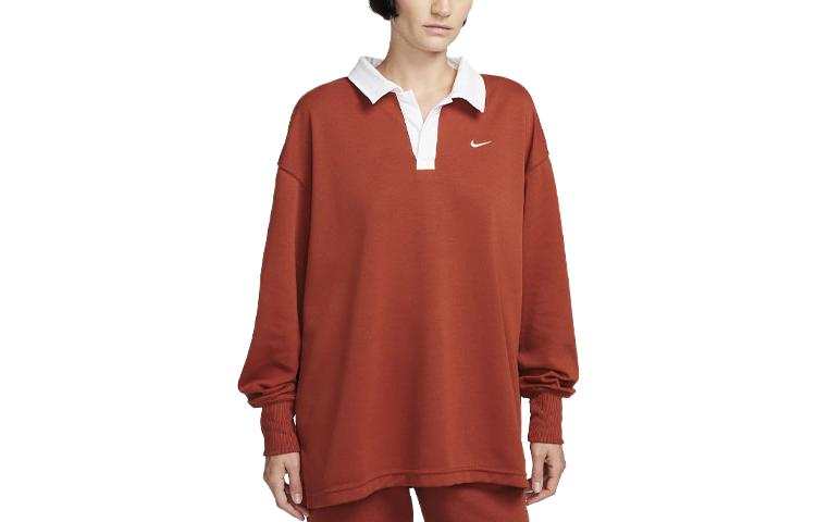 Nike Nike Sportswear Essentials Polo Shirts Women's Brown Polo Collar Moderate Straight Fit