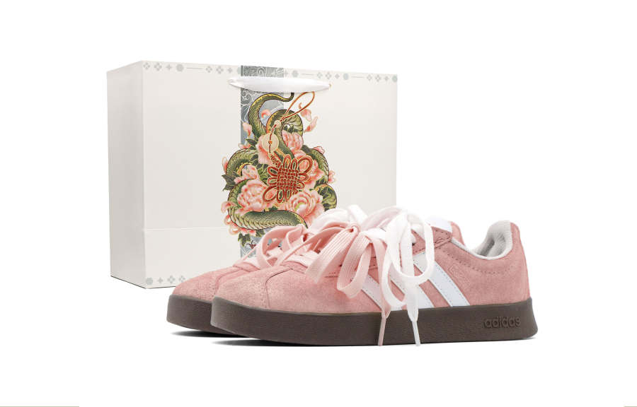 Adidas Adidas VL COURT 2.0 Peach Abrasion Resistant Abrasion Resistant Low top Skateboard Shoes Unisex Pink White