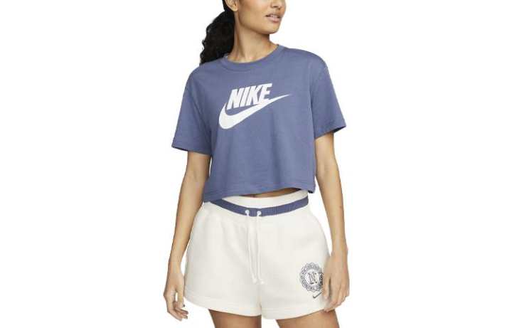 Nike Nike T Shirts Women's Diffused Blue Crew Neck Moderate Straight Fit