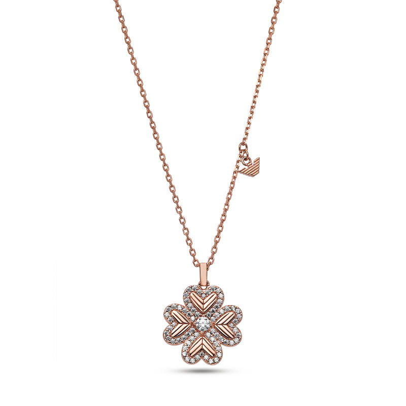 EMPORIO ARMANI 925 Silver Zircon Necklaces Women's Rose Gold