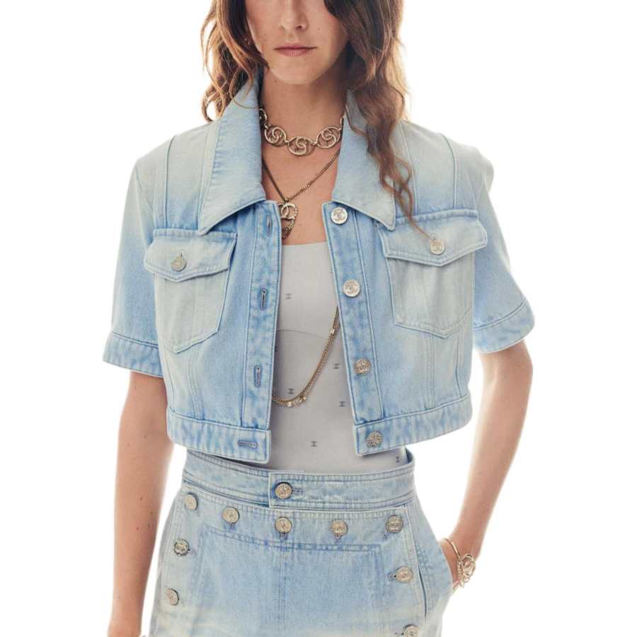CHANEL CHANEL Denim Jacket Women's Blue
