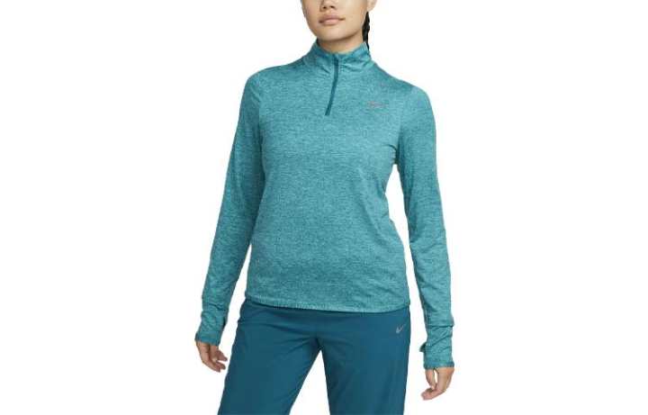 Nike Nike T Shirts Women's Earthy Blue Stand Collar Moderate Straight Fit