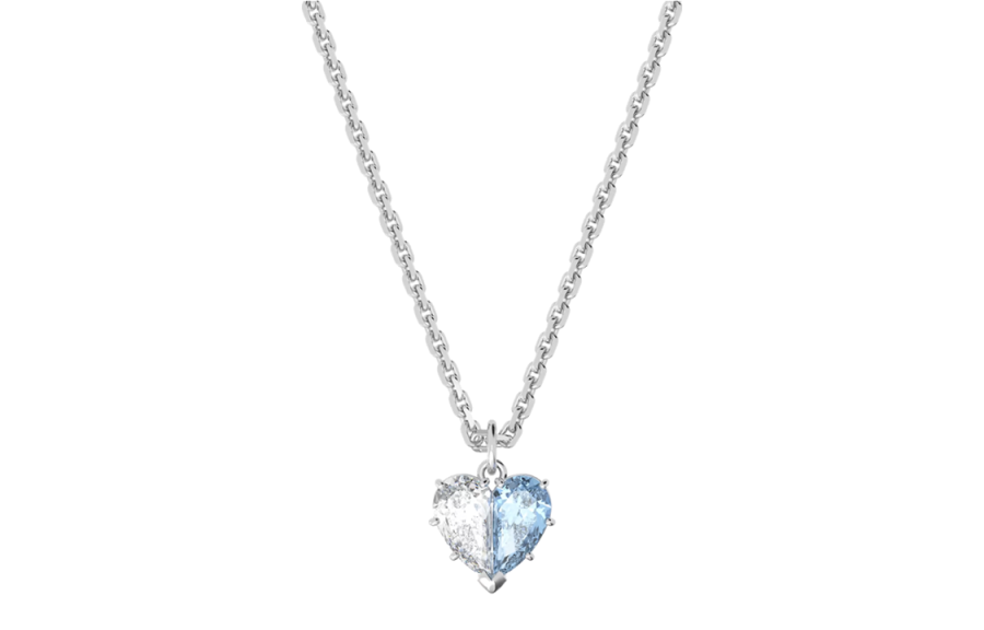 Swarovski Gema 520 Cubic Zirconia Rhodium Plated Necklaces Women's Blue