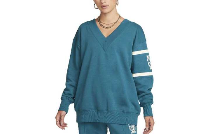 Nike Nike Sweatshirts Women's Earthy Blue V Neck Moderate Regular