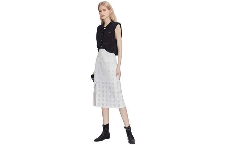 ELLE Casual Long Skirts Women's White Moderate Other